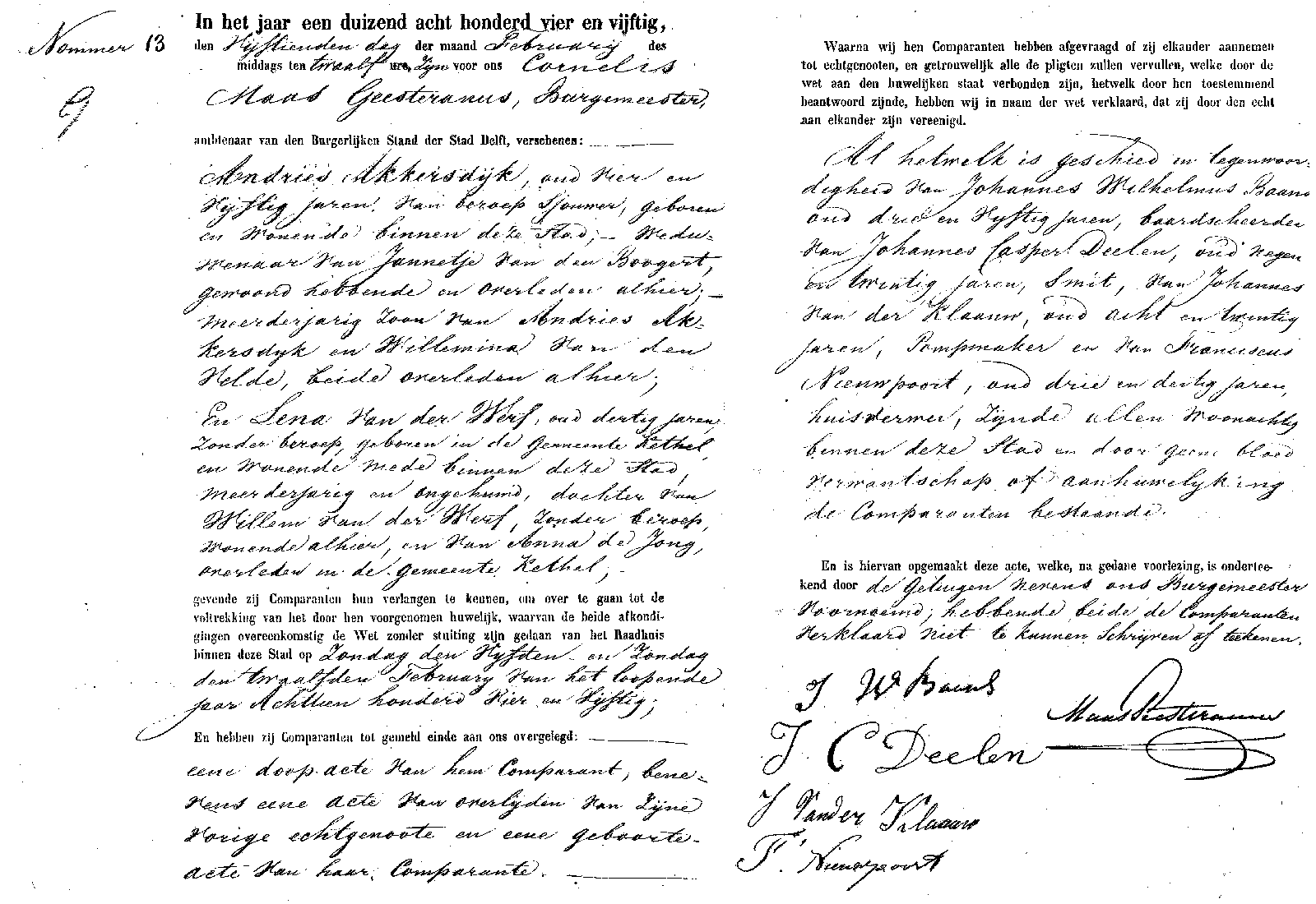 18540215 huw akte 13 Andries Akkersdijk - Lena vd Werf